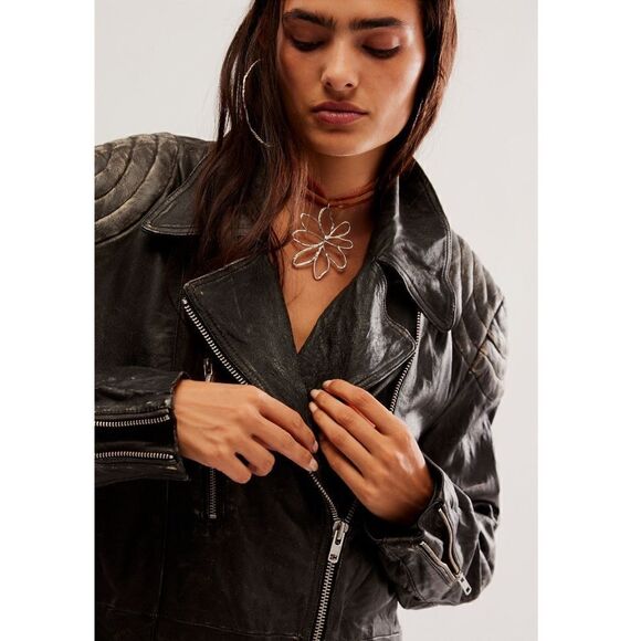 Free People UNDERSTATED LEATHER 212 Moto Jacket - Black/ XS - Picture 5 of 13
